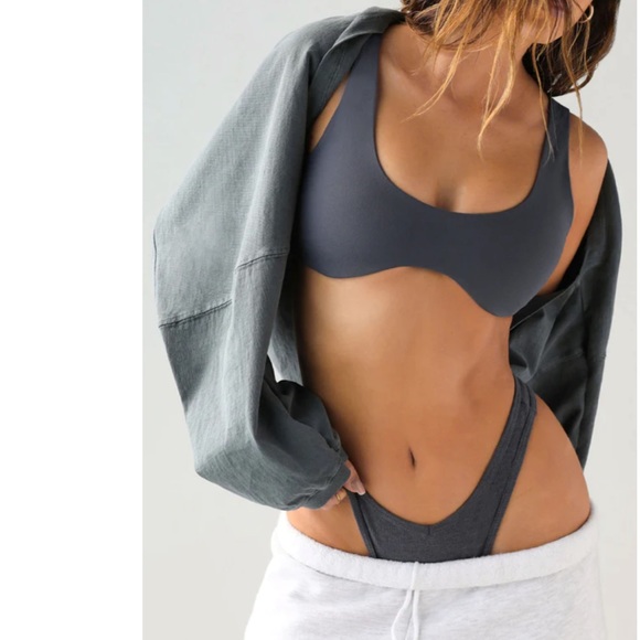 🆕JOAH BROWN SUEDED NAVY CROPPED CONTOUR BRA SIZE: XS/S NWT - Picture 4 of 16